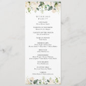 White Flowers, Cream Flowers, Wedding Program Programmakaart (Achterkant)