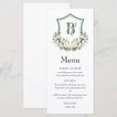 White Flowers Crest Trouwkaart Menu (Voorkant / Achterkant)