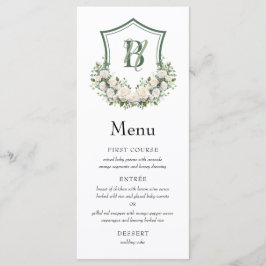 White Flowers Crest Trouwkaart Menu