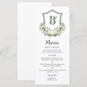 White Flowers Crest Trouwkaart Menu (Voorkant / Achterkant)