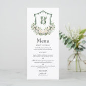 White Flowers Crest Trouwkaart Menu (Staand voorkant)