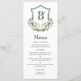 White Flowers Crest Trouwkaart Menu