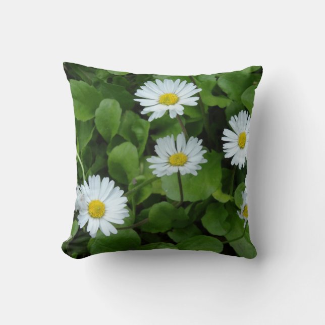 White Flowers Daisy Cushion 41 cm x 41 cm Kussen (Voorkant)