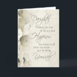 White  Flowers Daughter Birthday Card Kaart<br><div class="desc">Verjaarkaart voor dochter met  witte bloemen en doordacht vers.</div>