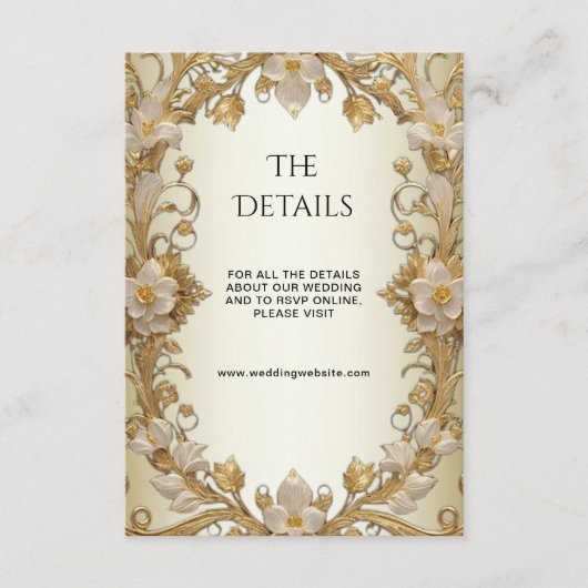 White Flowers Decorative Gold Enclosure Kaart (Voorkant)