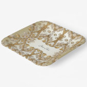 White Flowers Decorative Gold Paper Bord (Gebogen)