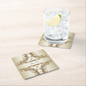 White Flowers Decorative Gold Paper Onderzetter (Insitu)