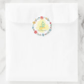 White Flowers Eid Mubarak Round Sticker (Tas)