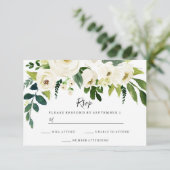White Flowers Elegant Alle keren Weddenschap RSVP Kaartje (Staand voorkant)