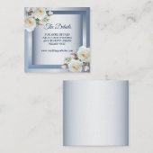 White Flowers Elegant Blue Gray Detail Informatiekaartje (Voorkant / Achterkant)