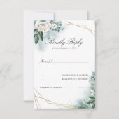 White Flowers Elegant Goud Lijst Bruiloft RSVP (Voorkant)