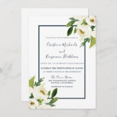 White Flowers Elegant Modern All Seasons Wedding Kaart (Voorkant / Achterkant)