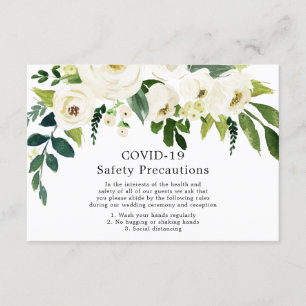 White Flowers Elegant Wedding COVID-19 Safety Informatiekaartje