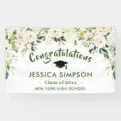 White Flowers Eucalyptus Afstuderen Klasse van 202 Spandoek (Horizontaal)