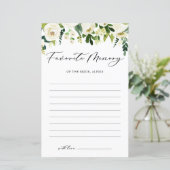 White Flowers Favorite Memory of the Bride Kaart (Staand voorkant)