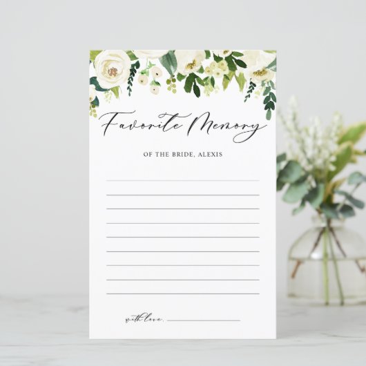 White Flowers Favorite Memory of the Bride Kaart (Staand voorkant)