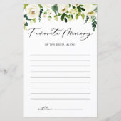 White Flowers Favorite Memory of the Bride Kaart (Voorkant)