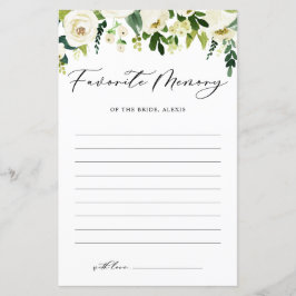 White Flowers Favorite Memory of the Bride Kaart