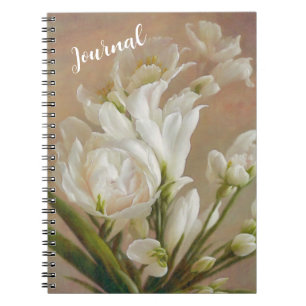 White Flowers Floral Art Journal Notitieboek