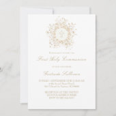 white flowers frame First Holy Communion Kaart (Voorkant)