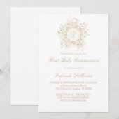 white flowers frame First Holy Communion Kaart (Voorkant / Achterkant)