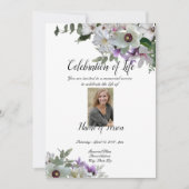 White Flowers Funeral Announitation Invitation Kaart (Voorkant)