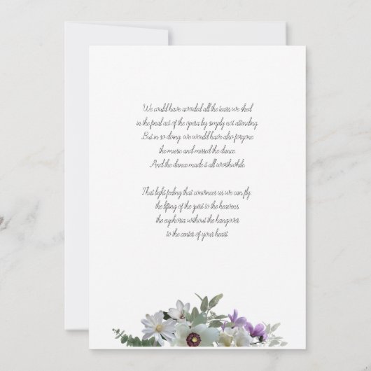 White Flowers Funeral Announitation Invitation Kaart (Achterkant)