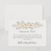 White Flowers Funeral Sympathy Floral Bedankkaart (Voorkant / Achterkant)