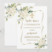 White Flowers Gold Confirmation Postponed Update Kaart (Voorkant / Achterkant)