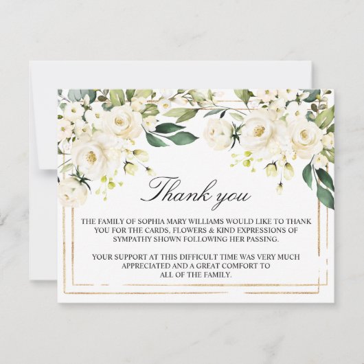 White Flowers & Gold Funeral - Bedankt voor je opm (Voorkant)