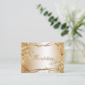 White Flowers & Gold Glitter Informatiekaartje (Staand voorkant)