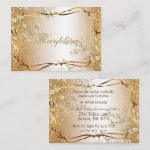 White Flowers & Gold Glitter Informatiekaartje (Voorkant / Achterkant)