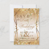 White Flowers & Gold Glitter Save The Date (Voorkant)