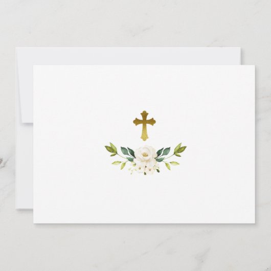 White Flowers & Gold Lijst Photo Girl Dedication Kaart (Achterkant)