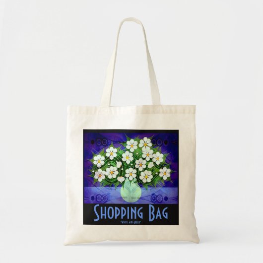 White Flowers, Green Vase Tas (Voorkant)