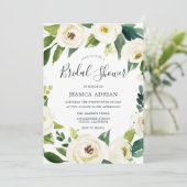 White Flowers Green Wreate Vrijgezellenfeest Invit Kaart (Staand voorkant)
