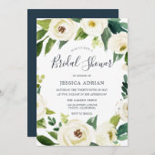 White Flowers Green Wreate Vrijgezellenfeest Invit Kaart (Voorkant / Achterkant)