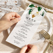White Flowers & Greenery Leves Floral Wedding Menu