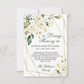 White Flowers & Greenery Sympathie Memory Bedankkaart (Voorkant)