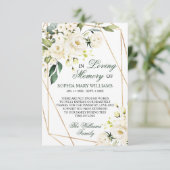 White Flowers & Greenery Sympathie Memory Bedankkaart (Staand voorkant)