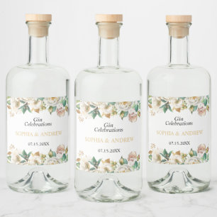 White Flowers & Greenery Wedding Wood Likeurfles Etiket