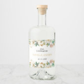 White Flowers & Greenery Wedding Wood Likeurfles Etiket (Voorkant)