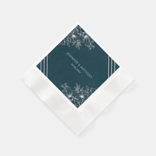 White Flowers Hand Drawn Servet (Hoek)