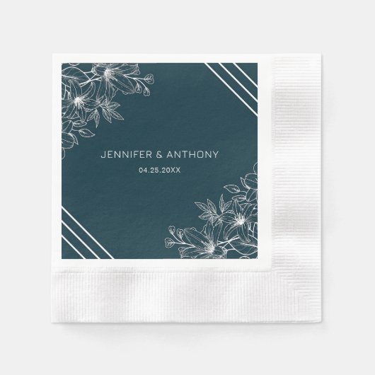 White Flowers Hand Drawn Servet (Voorkant)