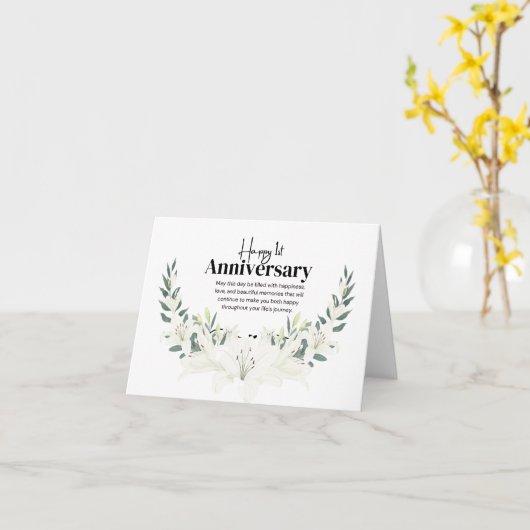 White Flowers Jubileum Kaart (Gele Bloem)