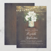 White Flowers Mason Jar Rustiek Vrijgezellenfeest Kaart (Voorkant / Achterkant)