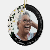 White Flowers Memorial  Black Custom Photo Keramisch Ornament (Links)