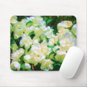 White Flowers Mousepad Muismat (Met muis)