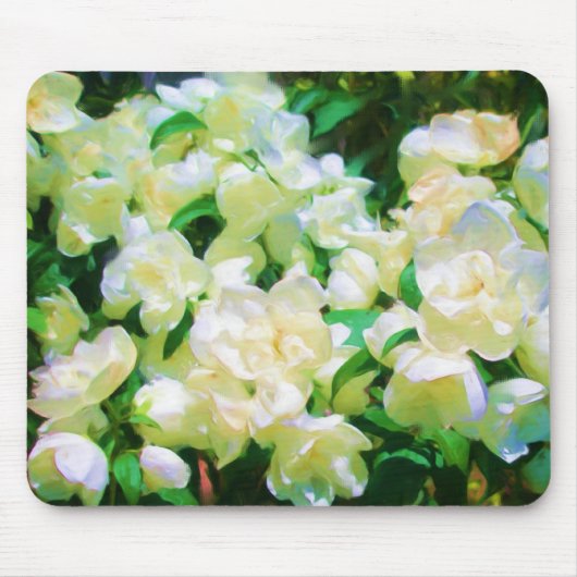 White Flowers Mousepad Muismat (Voorkant)