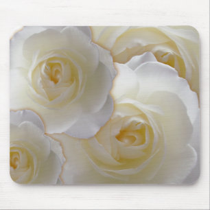 White Flowers Mousepad White Rose Decor Gifts Muismat